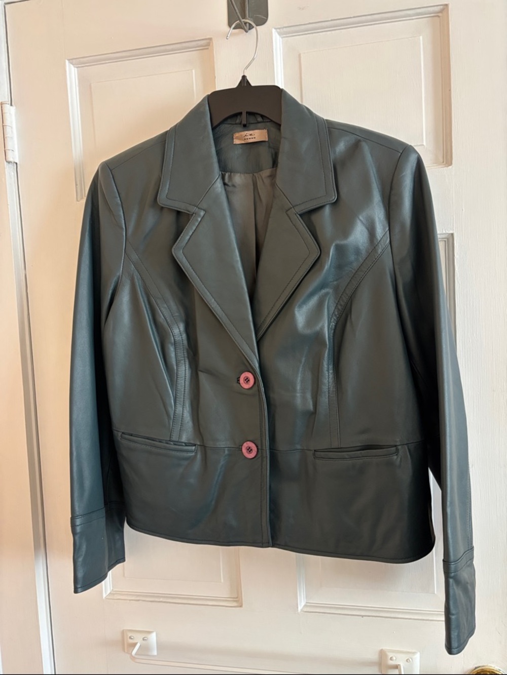 Tailored Dark Green/Teal Leather Blazer Jacket